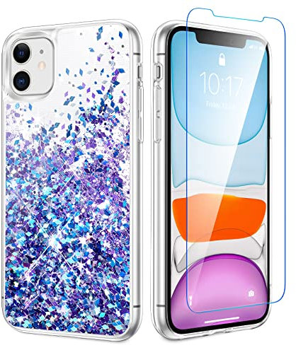 Caka Glitzer-Schutzhülle für iPhone 11, Glitzer-Hülle, flüssig, funkelnd, luxuriös, modisch, fließend, glänzend, Treibsand, weiches TPU, transparent, für Damen und Mädchen, für iPhone 11 (15,5 cm),