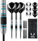 DESIGNA DARTS Marine | 80% Wolfram Barrel Steel Tip Dart Set mit Flights, Stielen und Etui, 21 g, M5, schwarz/blau (D0681)