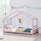 [en.casa] Kinderbett Vardø mit Lattenrost und Gitter 90 x 200 cm Hausbett Bettenhaus Bett Jugendbett Kiefernholz Rosa