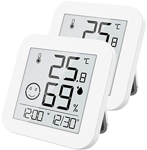 infactory Thermometer innen: 2er-Set digitale E-Ink Thermo- und Hygrometer mit extralanger Laufzeit (Raum Thermometer Hydrometer, Digital Hygrometer, Kühlschrank)