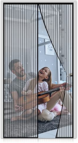 FORTRY Fliegengitter Magnet Tür 110x220cm, Fliegengitter Magnet Balkontür Ohne Bohren Kinderleichte Klebemontage, fliegenschutztür Ist Ideal für Die Balkontür, Terrassentür, Wohnzimmer, Schwarz