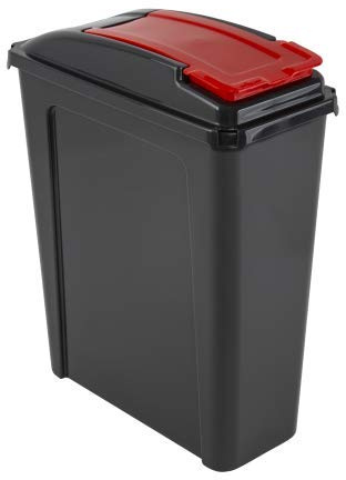 M P 25L Slimline Recycling Bin Slim Kitchen Trash Can Waste Rubbish Dustbin with Red Lid | Narrow spaces, Kitchen, Cabinet, Bathroom