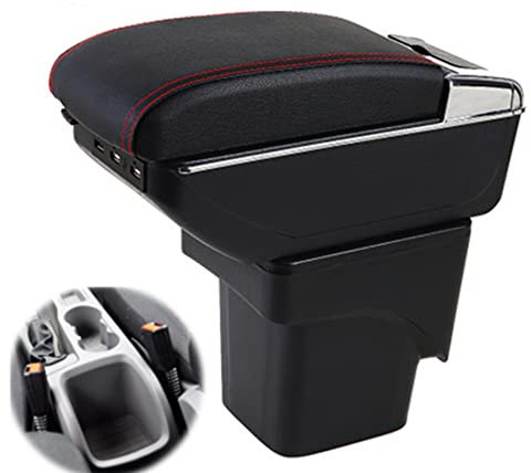 SZSS-CAR Leather Car Center Console Armrest Box Replacement for Ford Focus 2 MK2 2007 2008 2009 2010 2011 Armrests Storage Box (Black with 7 USB),Not Compatible with C-MAX/Focus 3 MK3.