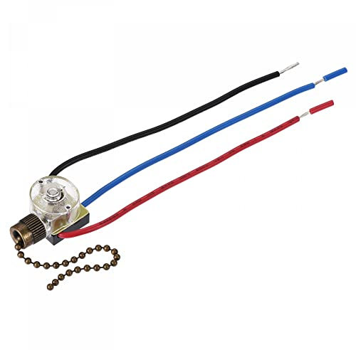 sourcing map Pull Chain Switch 3 Way 3-Wire Replacement ZE-110 for Ceiling Fan Lamp Light Clear Bronze