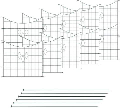 VERDOBA Teichzaun Gartenzaun Komplettset - Gartenzaun Metall 10 Zaunelemente - Metallzaun Set für den Garten, Unterbogen Zaun Garten - Zaun für Hunde (10x Unterbogen, Grün - Diamant - RAL 6005)