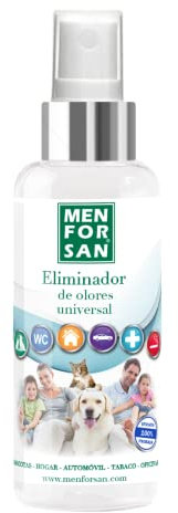 MENFORSAN Spray eliminador de olores, Concentrado para el entorno con mascotas, Talco, Transparente, 60 ml (Paquete de 1)