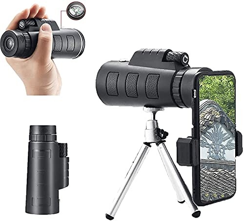 WANWEN Super-Telezoom-Monokular-Teleskop, wasserdichtes, beschlagfreies Nachtsicht-Monokular mit Smartphone-Halterung und Stativ, perfekt zum Beobachten, Reisen, Wandern, Bergsteigen Little Surprise
