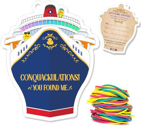 Duck Tags, Cruising Tags for Hiding Rubber Ducks While Cruising, Ducking Games Card, 35 Cards, 35 Rubber Bands, 2.8 x 3.5 inches, Cruising Ship Design Tags