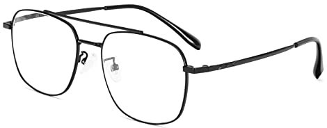 MMOWW BlauLicht blockiert Computer Titan Brillen, Metallgestell Nerd Platz Augenschutz Video Eyeglasses Anti Blendung Damen Herren (Schwarz)