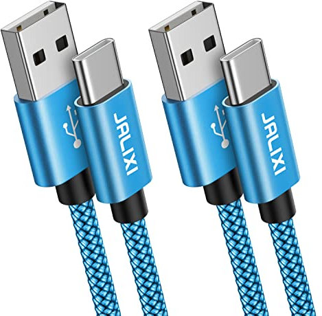 JALIXI USB C Charger Cable 1m, USB to USB C Cable Fast Charging Nylon for Samsung Galaxy S10 S23 S22 S21, Tab A8 A7, A55 A54 A53 A52 A35 A34 A25 A23 A15 A14 A13 A12, Blue