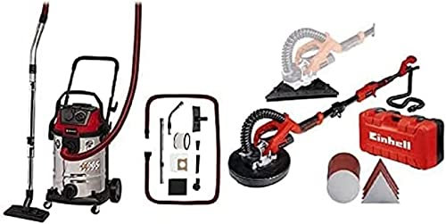 Einhell Aspirateur eaux et poussières Te-VC 2230 SACL (1400W, 220 mbar, Rayon d’Action 8 m,Filtre à Plis HEPA avec système de Nettoyage du Filtre, cuve 30L) + Ponceuse pour cloisons sèches Te-DW 225