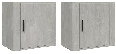 vidaXL Wall-Mounted Bedside Cabinets in Concrete Grey - Compact Floating Nightstands with Ample Storage Space - Durable Engineered Wood