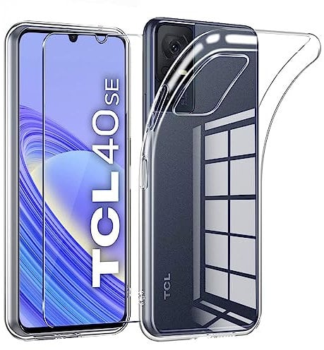 LYJERRY Custodia per TCL 40 SE Pellicola Vetro Temperato per TCL 40 SE Caso Protettiva Leggero Protector Morbido TPU TCL 40SE Cover Silicone di Gomma Phone Case 9H Vetro Protettiva