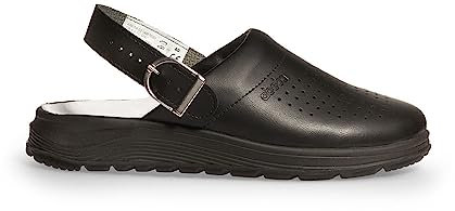ABEBA 87030 - Unisex Schuhe - ACTIVE Clog SRC - Perforiertes Design - EU 45 - Schwarz - Futtermaterial: Stoff - Mit Schnallenverschluss