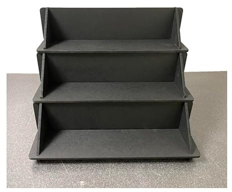 MDF Black 3 Tier Solid Back Display Craft Table Stand - Size 370mm x 324mm x 320mm - For Craft Fairs, Market Stall Display Shelf, Shop Display Stands, Makeup Stand, Perfume display shelf