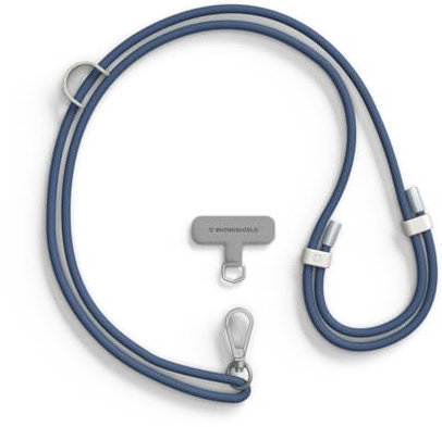 Cordon de téléphone en TPU durable RHINOSHIELD| Imperméable, boucle supplémentaire pour accrocher des accessoires, résistant et ajustable (Adaptateur pour lanière de téléphone inclus)-Bleu Marine