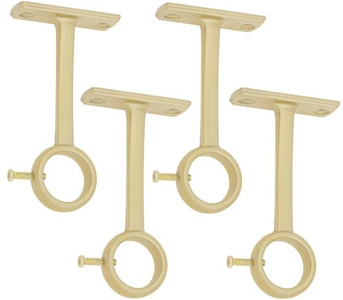 HOJLKLD Staffe per bastone per tende da soffitto, resistenti, per montaggio a soffitto e parete, per aste per tende da 2,5 cm (oro, set da 4)