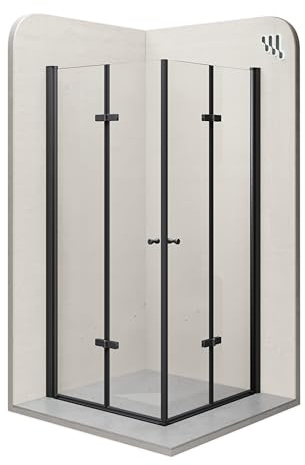 i-flair Duschkabine Emma 75x100 Höhe: 180 cm, Eckkabine mit Falttüren in Schwarz, Falttürkabine aus 6mm durchsichtigem Nano ESG-Sicherheitsglas - LINKS und RECHTS MONTIERBAR! ALLE GRÖSSEN DK99B