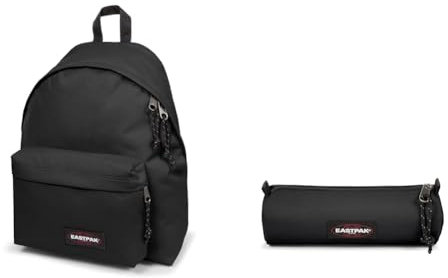 EASTPAK Padded Pak’r, Zaino Unisex - Adulto, Nero, Taglia unica & ROUND Astuccio, 27 L - Black (Nero)