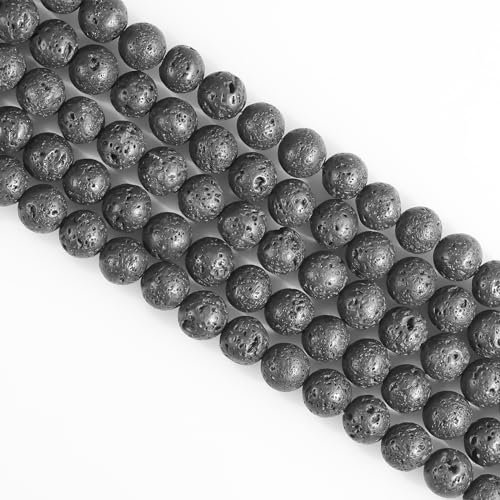 Naturstein Perlen Edelstein Perlen,45 stück 8mm Naturstein Lavasteine Edelsteinperlen Polierte Runde Edelsteine Zum Auffädeln Edelsteine Steinperlen für Armbänder Ketten DIY Schmuck Basteln
