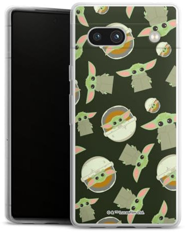 Slim Case extra dünn kompatibel mit Google Pixel 7a Silikon Handyhülle transparent Hülle Star Wars Muster Baby Yoda Offizielles Lizenzprodukt
