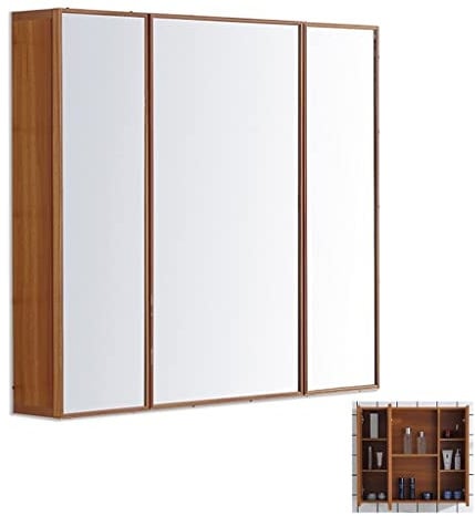 WLCBWYF Bathroom Mirror Cabinet, Aluminum Alloy Mirror Cabinet Bathroom Storage Lens with Multilayer Shelves,Three-Door Medicine Cabinet, Kitchen Wall Hanging Cabinet