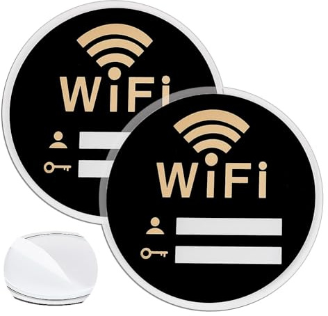 AHANDMAKER Lot de 4 panneaux ronds autocollants en acrylique avec mot de passe Wi-Fi pour maison, entreprise, restaurant, décoration murale, 10 x 10 cm