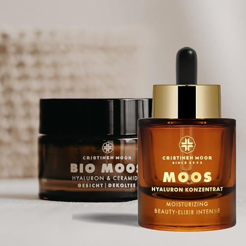 Cristinen Moor Set Moos Salbe 50 ml + Moos Hyaluron Konzentrat 30 ml I Anti Falten Pflegeset für die tägliche Pflegeroutine I Naturkosmetik