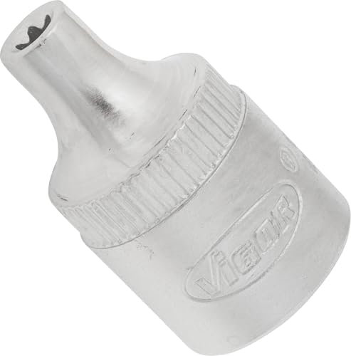 ViGOR V2724N Steckschlüsseleinsatz Torx, Schlüsselweite E4, 3/8 Zoll (10 mm) Vierkantantrieb, E Profil, 28 mm Länge, Werkzeug für präzise Arbeiten
