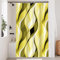 Uiiooazy Rideau Douche Anti Moisissure, Rideau de Douche Jaune Abstrait Rayures Vert Kaki Rayé Rideaux de Baignoire Tissu Imperméable Lavable Polyester Rideaux Salle de Bain avec 8 Crochets 120x180cm