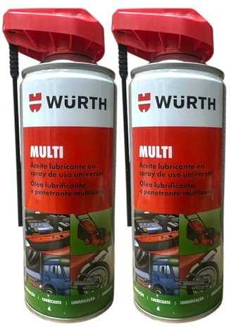 WURTH Lubrifiant multifonction en spray 400 ml, 2 pakc Huiles desserrant universel, antigrippant super efficace, tête distributrice polyvalente et précise deux en un