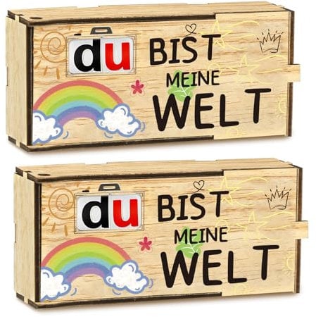 Belillpipi Du bist meine Welt Geschen Schokoriegel Geschenkbox für Duplo, 2er Set Holz Geschenkbox für Schokoladenriegel Schokolade Aufbewahrungsbox, Freundinnen Geschenkideen