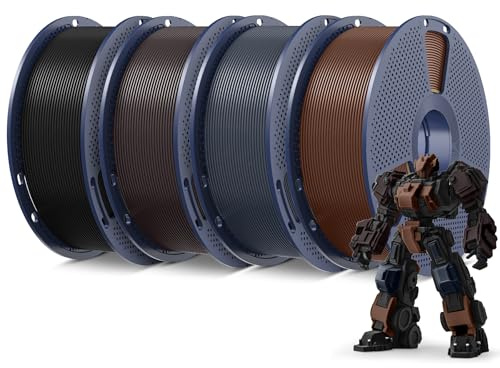 SUNLU PLA+ Filament 1.75mm 4KG Bundle, PLA Plus 3D Drucker Filament 4 Spule | Schwarz+Nachtschwarz+Kastanienschwarz+Kaffeebraun, 1KG Spool 4 Packs, Maßgenauigkeit +/- 0.02mm