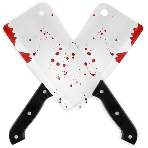 SULOLI 2 Stück Blutverschmiertes Messer Halloween Fake Messer,Psychopath, Mörder, Accessoire, Karneval, Mottoparty, Halloween,Cosplay