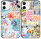 Phoona 2 Pack Cute Case for iPhone 12 / iPhone 12 Pro 6.1, European Collage Preppy Summer Girly Design Pattern for Girls Women, Slim Soft Silicone Shockproof Bumper Protector Cover, Blue 03