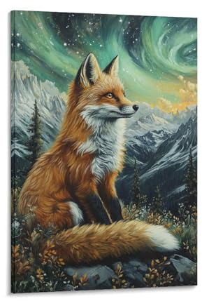 EKZLQJWPN Fuchs Wandbild Leinwand Gemälde WanddekoRatteteion Wandposter Kunstdruck Für Bad Schlafzimmer WanddekoRatteteion 16x24inch(40x60cm)