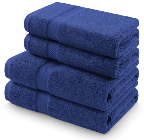 Homaxy Handtücher Set 4er-Pack, Marineblau | 2 Badetücher 70x140 cm+ 2 Handtücher 50x100 cm| 100% Baumwolle, 500g/m², Weich&Saugstark, OEKO-TEX Zertifiziert, Pflegeleicht
