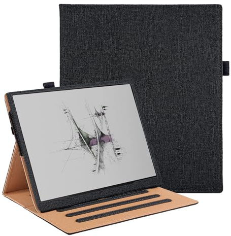 Vakarey Smart Flip Hülle für Boox Note Air6 C/Air 5C 10.3 Zoll,Schwarz | Stoßfeste Schutzhülle,mit Stifthalter,Auto Wake/Sleep Funktion,mit Ständer und Handschlaufe