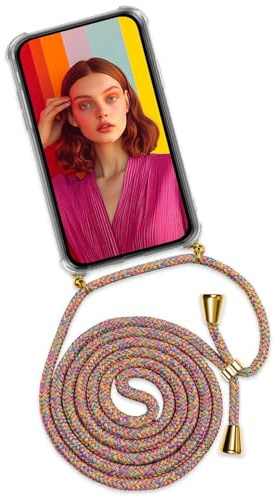ONEFLOW Handykette für Samsung Galaxy A56 5G Hülle mit Band, Handyhülle mit Kette abnehmbar, Handyband zum Umhängen, Handy Umhängeband Lange Handykordel, Twist Case – Rainbow