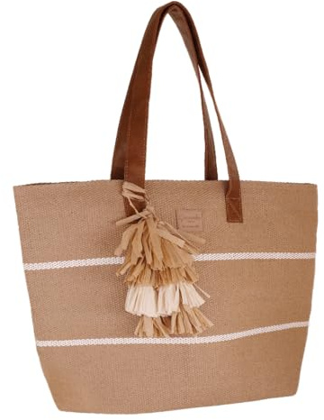 Camomilla Milano Borsa Mare Donna, Borsa Spiaggia, Fibre Naturali, Collezione Holiday, Misura L, Colore Beige