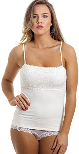 Camille Womens Floral Lace Trim Ivory Nude Camisole Vest Top 12
