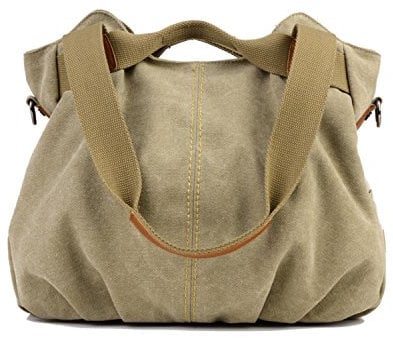 LOSMILE femmes Toile Sac à main Sac d'épaule portés (kaki)