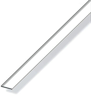 Alfer Profilo Profili in Alluminio anodizzato Cromato Barra Piatta 1 Metro 20 x 2 mm Schiacciata