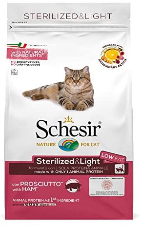 Schesir Cat Sterilized Schinken, Katzenfutter trocken für sterilisierte Katzen, Beutel, 1.5 kg
