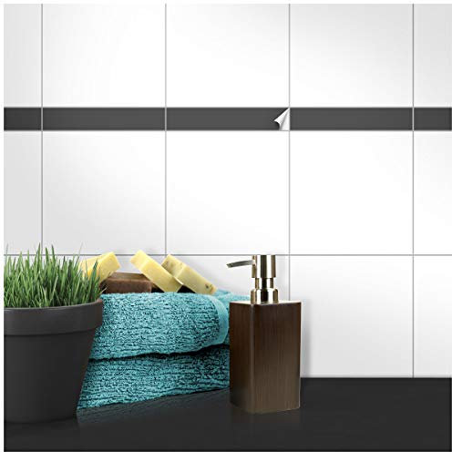 Wandkings Fliesenaufkleber - Wähle eine Farbe & Größe - Dunkelgrau Seidenmatt - 3 x 15 cm - 20 Stück für Fliesen in Küche, Bad & mehr