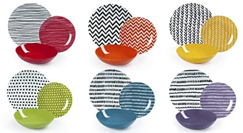 Excelsa 62495 Crazy Line Tafelservice, 18-teilig, Porcelain, mehrfarbig 18 Stk