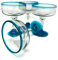Bicchieri messicani in vetro soffiato a mano – Set di 4 bicchieri da Margarita (473 ml) con bordo blu acqua