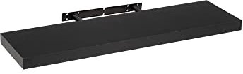 LOLAhome Estante de Pared Flotante de Madera MDF Negro Decorativo,Balda de Pared,De 23x80 cm para Salón, Cocina, Oficina, Dormitorio,Resistente
