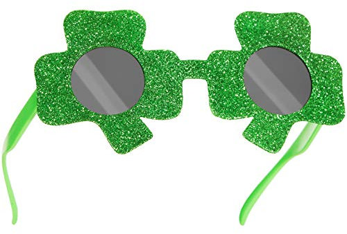 dressforfun 302555 - St. Patrick's Day Spaßbrille mit getönten Gläsern, mit glitzernden Kleeblattumrandung