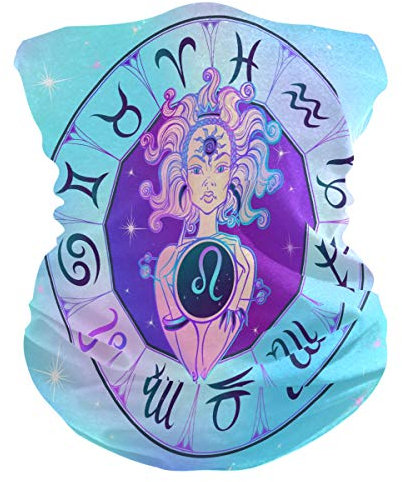 Blue Art Zodiac Leo Gesichtsmaske Schlauchtuch Kopftuch Stirnband Bandanas Kopfbedeckung Halstuch Gesichtsschal Für Männer Frauen Den Sport